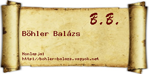 Böhler Balázs névjegykártya